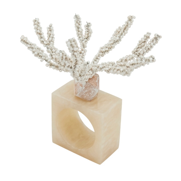 Cream Beaded Coral Napkin Rings, Set of 4 Kirklands Home