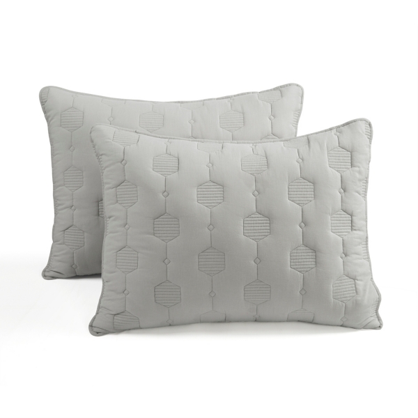 Gray Hexagon Honeycomb 3-pc. Full/Queen Quilt Set
