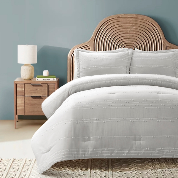 Gray Clipped Stripe 3-pc. Full/Queen Comforter Set