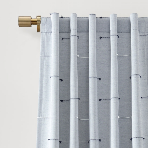 Blue Clipped Stripe Curtain Panel Set, 84 in.