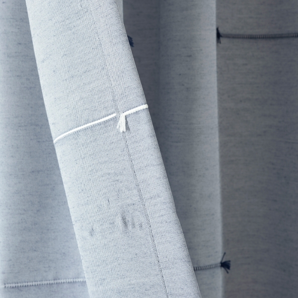 Blue Clipped Stripe Curtain Panel Set, 84 in.