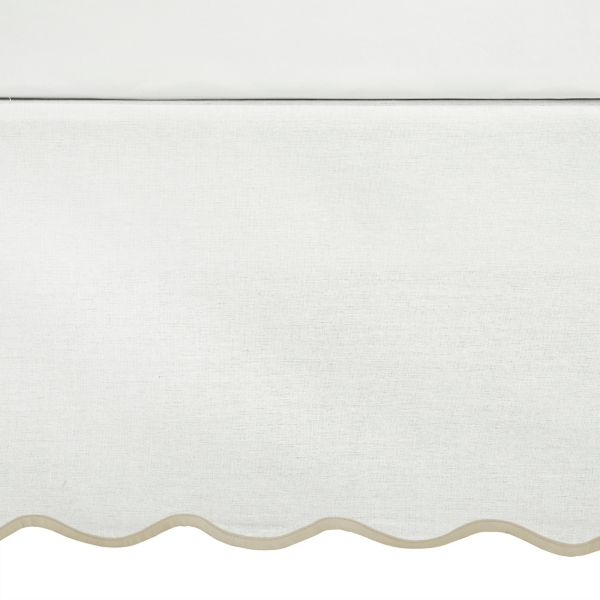 White Neutral Scalloped Coastal Queen Bed Skirt