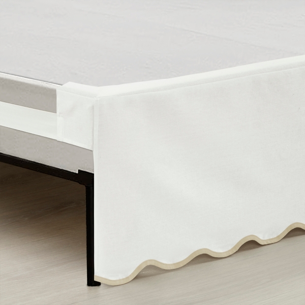 White Neutral Scalloped Coastal Queen Bed Skirt