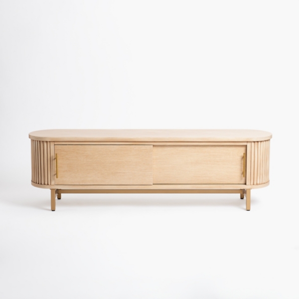 Oval Ribbed Sliding Doors Coffee Table | Kirklands Home