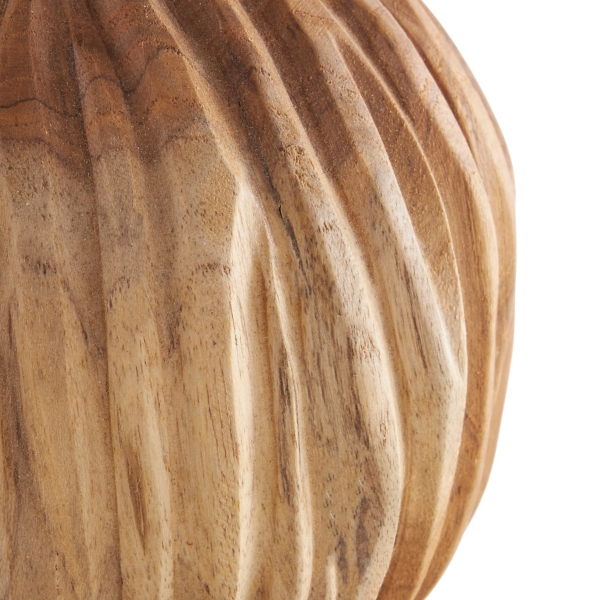 Brown Teak Wood Carved Orbs, Set of 3