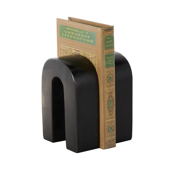 Black Marble Arched Bookends, Set of 2