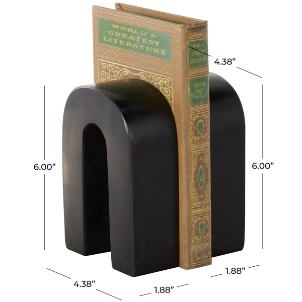 Black Marble Arched Bookends, Set of 2