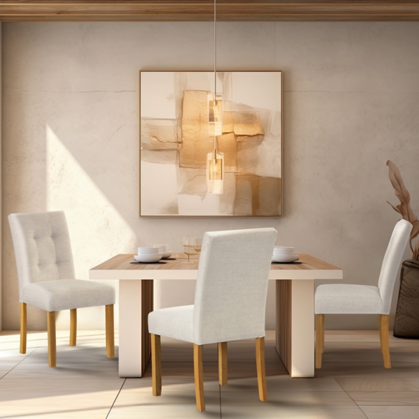 Cream Tufted Dining Chairs, Set of 2