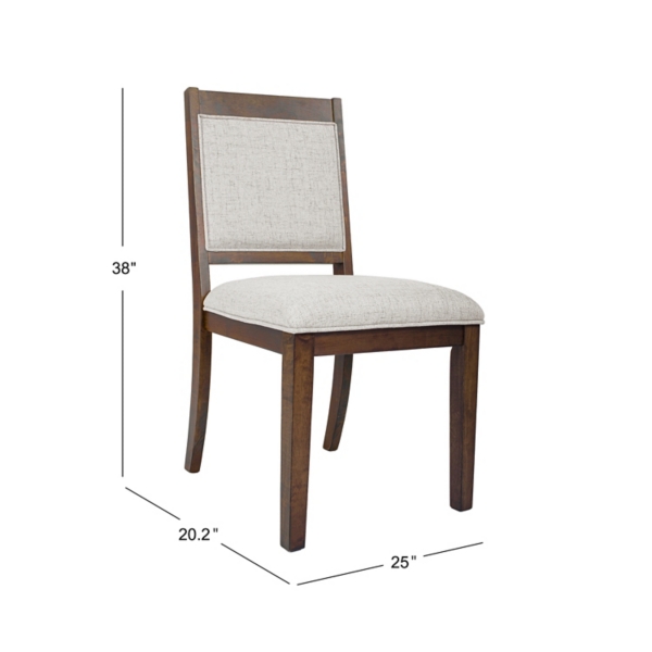 Neutral Upholstered Wood Frame Chairs, Set of 2