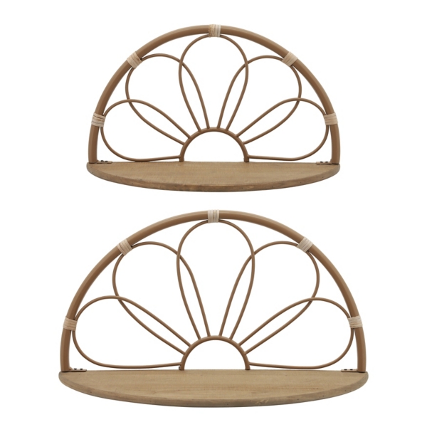 Brown Metal Arched Flower Wall Shelves, Set of 2 | Kirklands Home