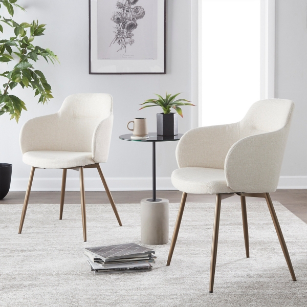 Cream Modern Accent Chairs, Set of 2