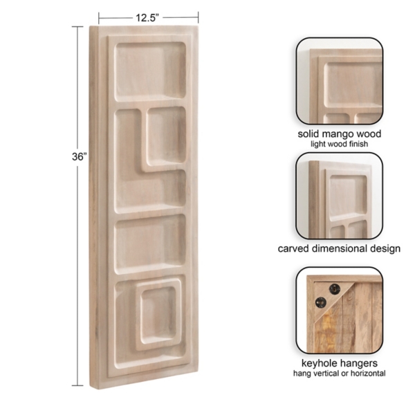 Natural Wood Carved Yuvan Wall Plaque