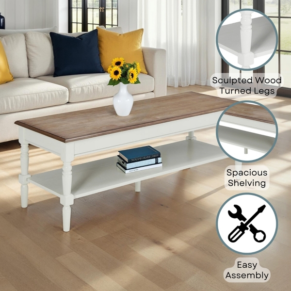 White and Natural Davis Coffee Table