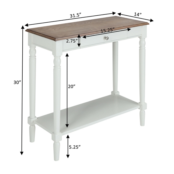 White and Natural Davis Console Table