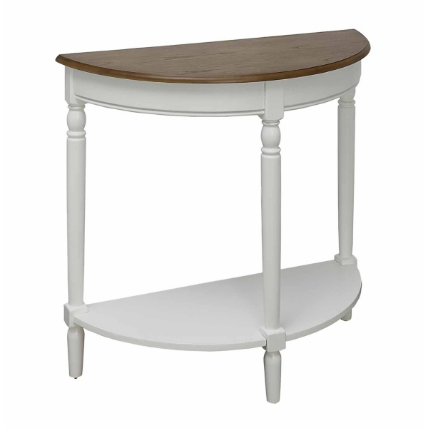 White and Natural Davis Half Round Console Table Kirklands Home