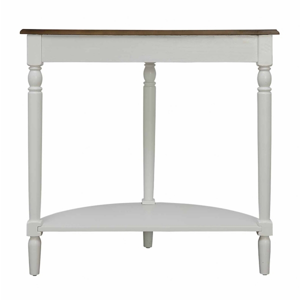 White and Natural Davis Half Round Console Table