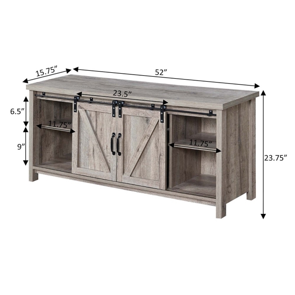 Whitewash Russ Barn Door Media Cabinet