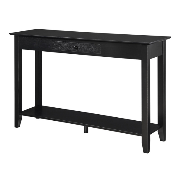 Long Black Single Drawer Console Table