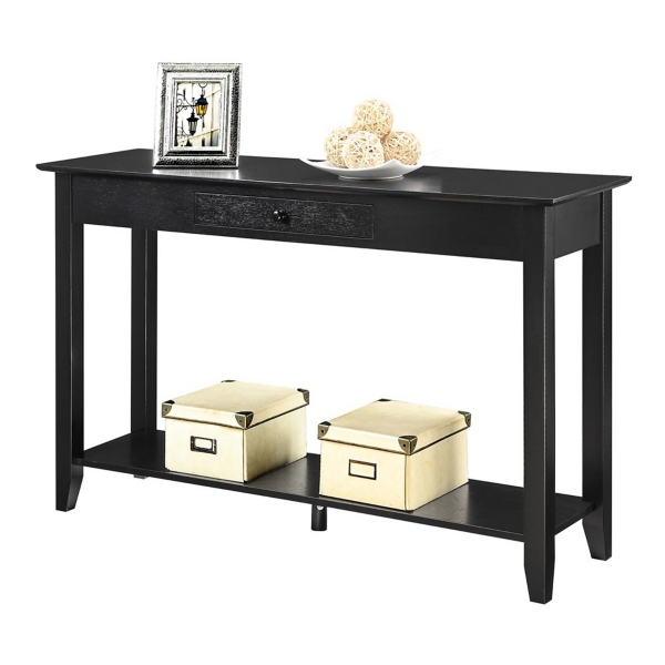Long Black Single Drawer Console Table