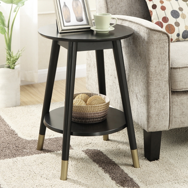 Mia Round Black Accent Table