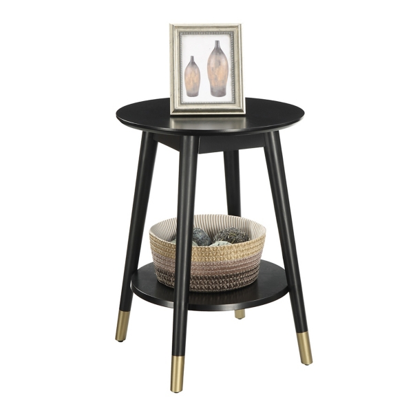 Mia Round Black Accent Table
