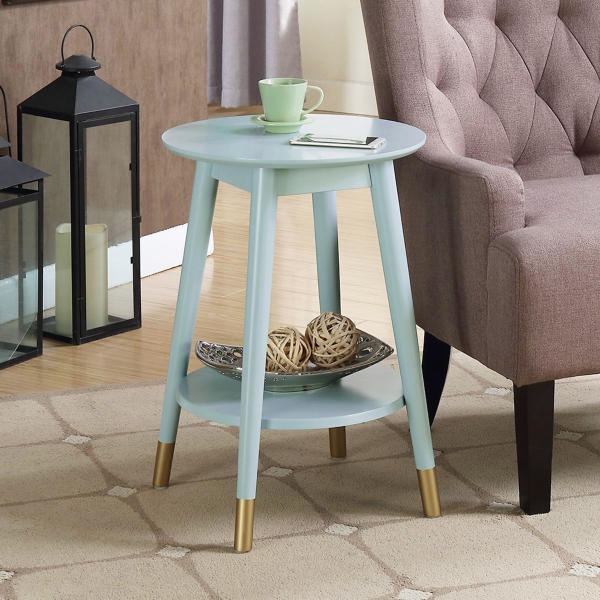 Mia Round Light Blue Accent Table
