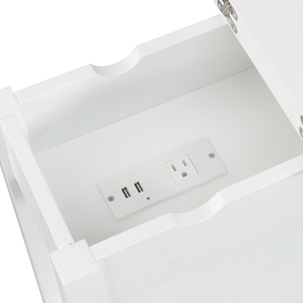White Flip Top Charging Accent Table