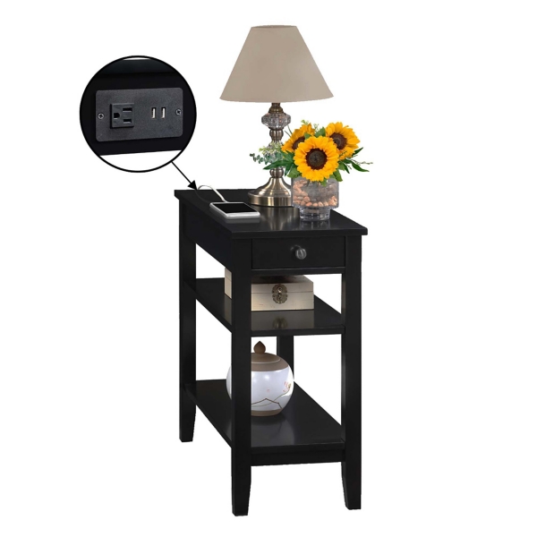 2-Shelf Charging Accent Table