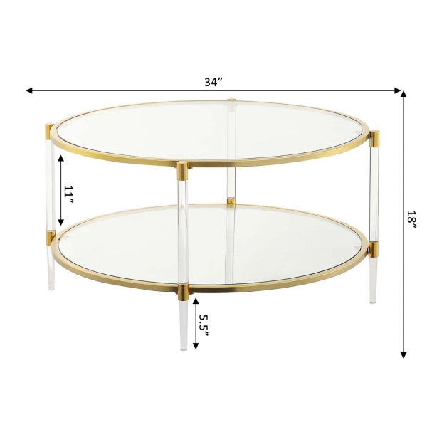 Round Clear Acrylic and Glass Coffee Table