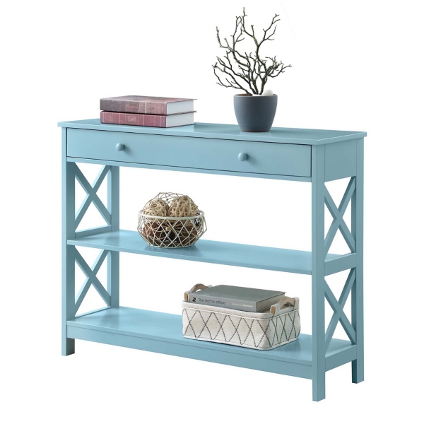 Light Blue X-Frame 2-Shelf Console Table