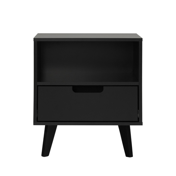 Black Riviera Single Drawer Nightstand
