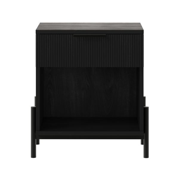 Black Reeded Drawer Nightstand