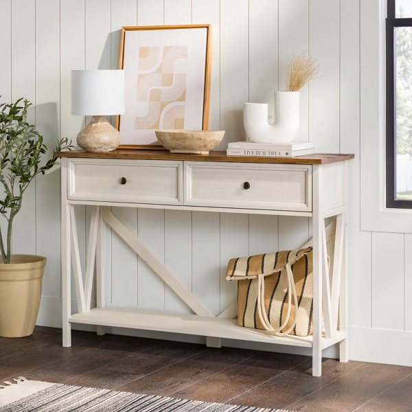 Whitewashed Cara Console Table