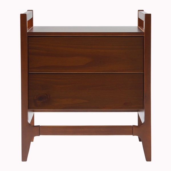 Walnut Angled Face 2-Drawer Nightstand