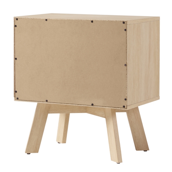 Coastal Oak Wood Mid-century Modern Nightstand