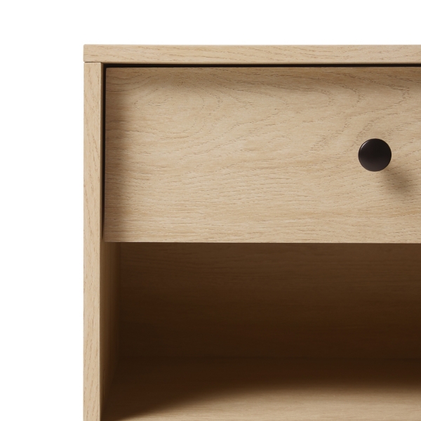 Coastal Oak Wood Mid-century Modern Nightstand