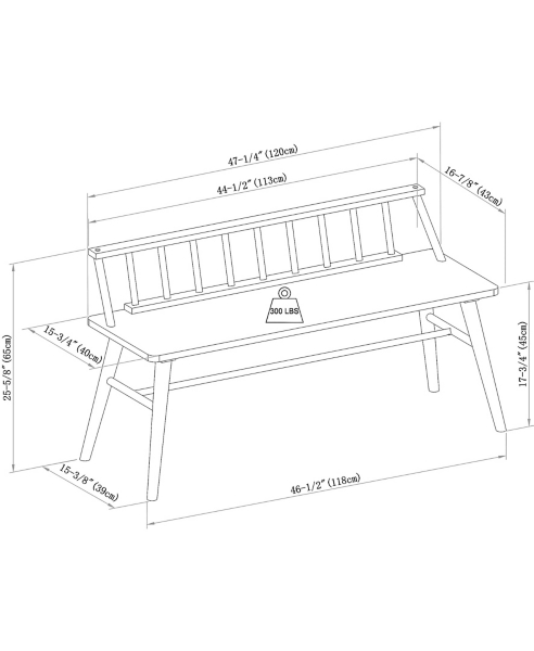 Black Wood Low Back Spindle Bench
