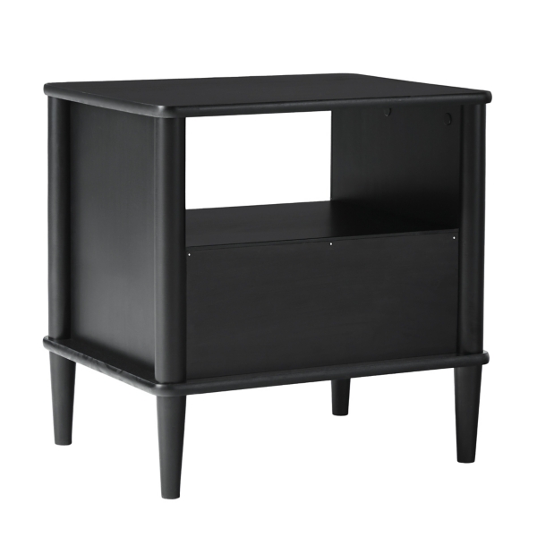 Black Wood Spindle Leg Nightstand