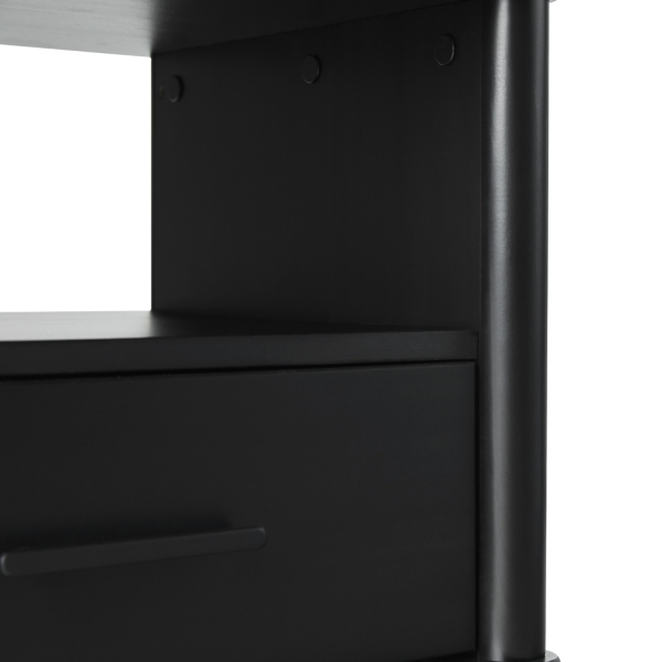 Black Wood Spindle Leg Nightstand