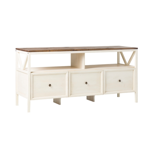 Brown and Whitewashed Wood 3Drawer Media Kirklands Home