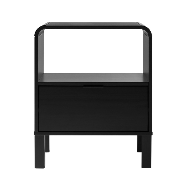 Black Wood Rounded Edge Nightstand