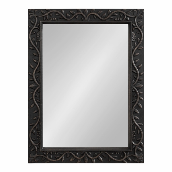 Black Wood Ornate Carved Wall Mirror