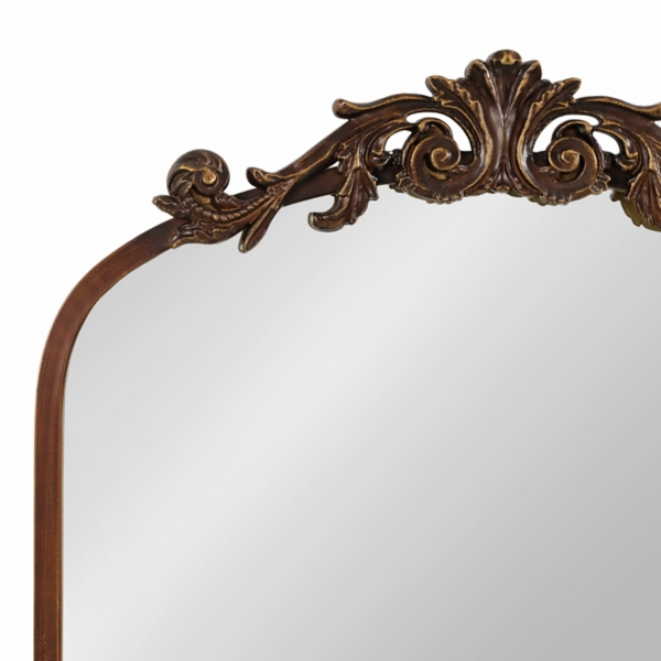 Bronze Arch Ornate Crown Shelf Wall Mirror