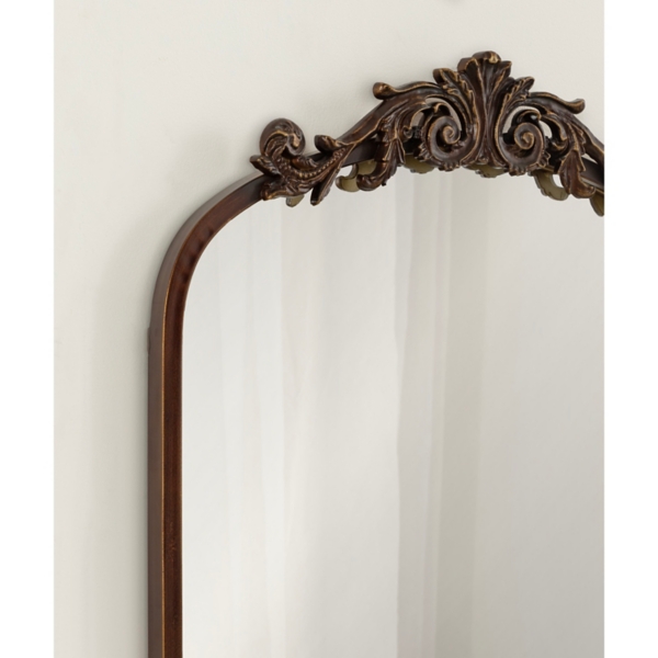 Bronze Arch Ornate Crown Shelf Wall Mirror