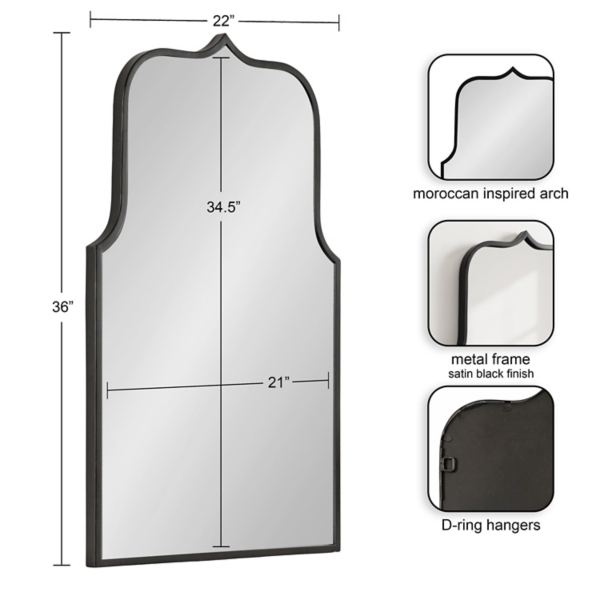 Satin Black Arched Scallop Wall Mirror