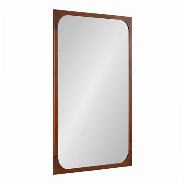 Warm Walnut Rounded Rectangle Wall Mirror