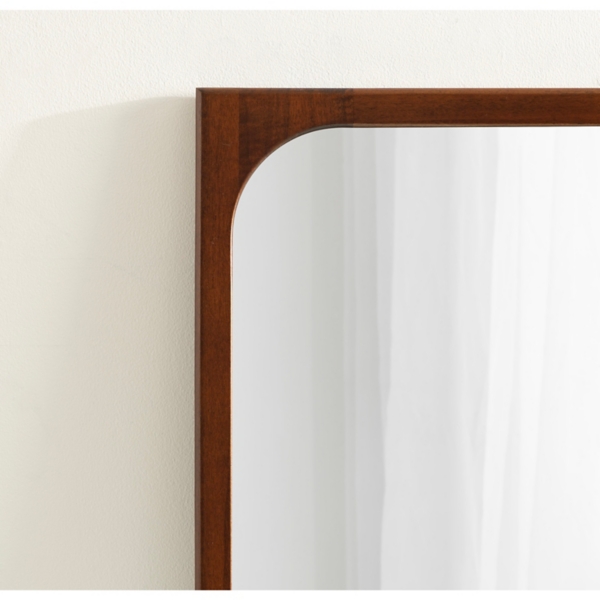 Warm Walnut Rounded Rectangle Wall Mirror