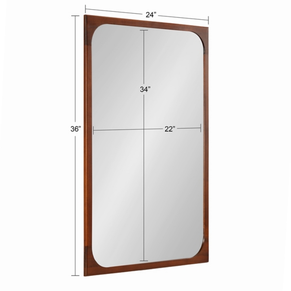 Warm Walnut Rounded Rectangle Wall Mirror