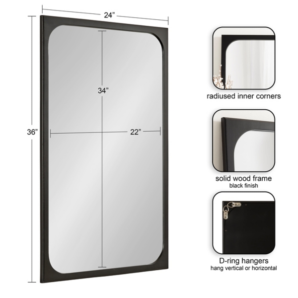 Black Rounded Rectangle Wall Mirror