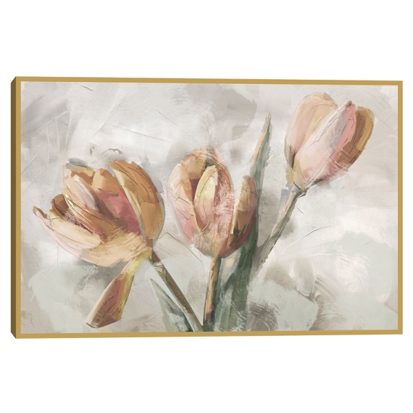 Simply Spring Peach Framed Canvas Art Print